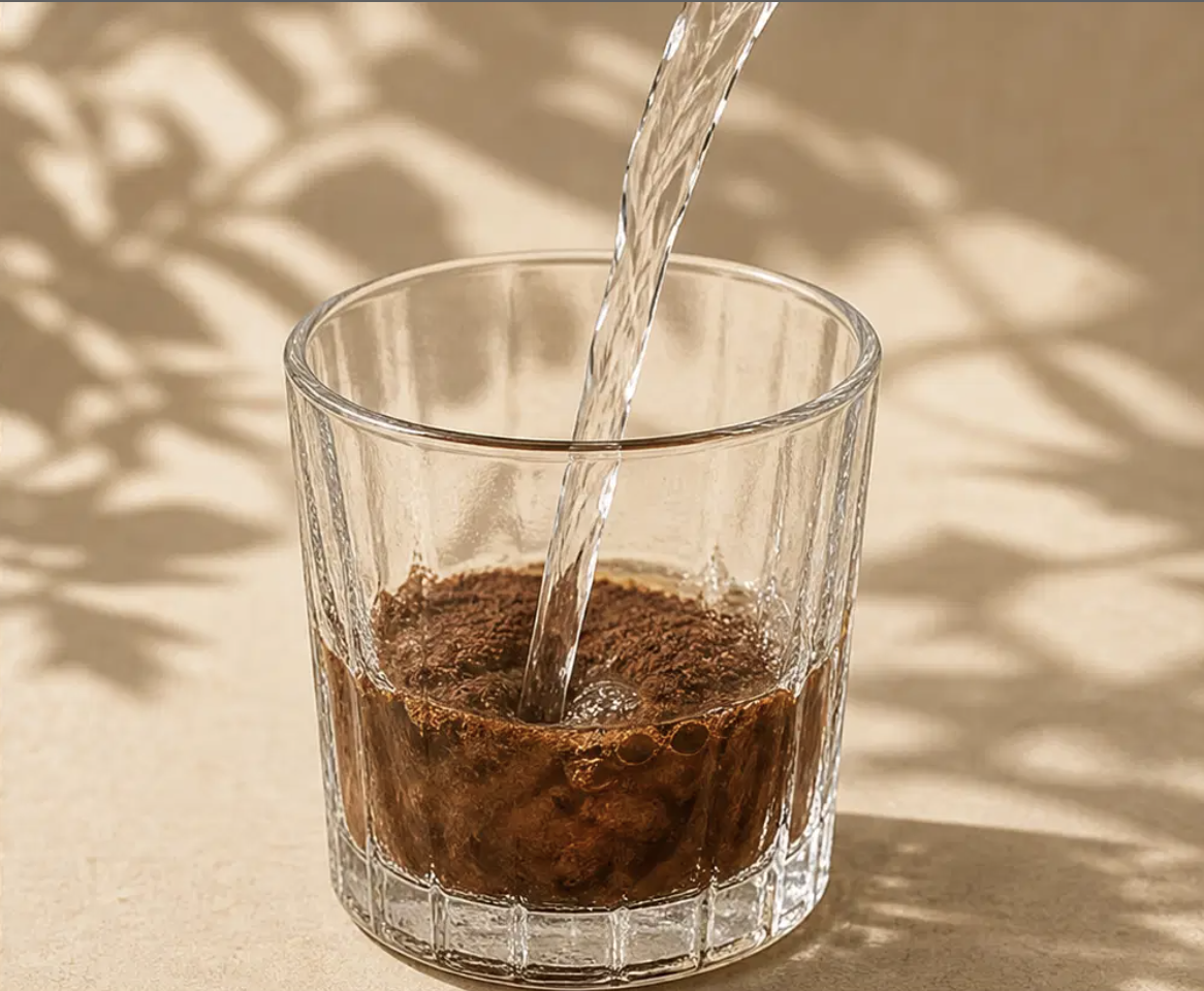 Pour 180–240 ml of hot or cold water or milk